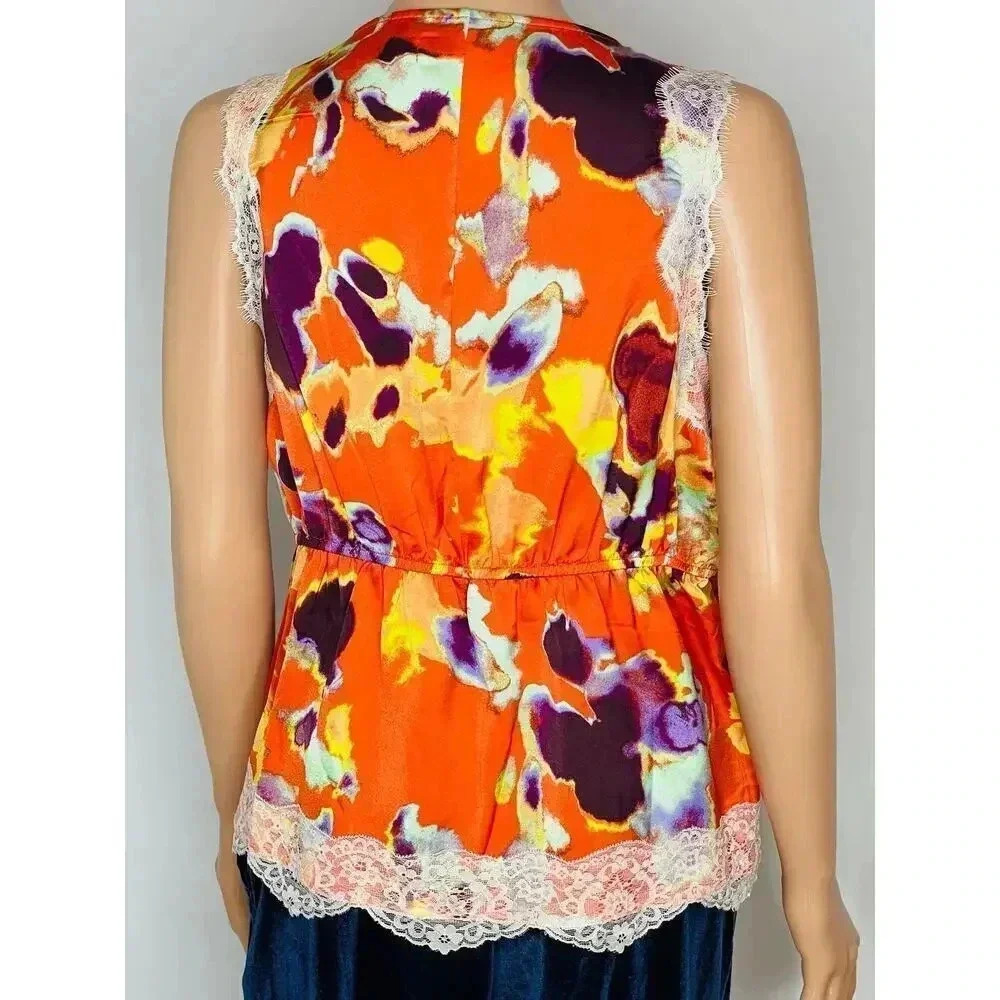 Rebecca Minkoff Floral Lace Trim sleeveless top size M NWOT - Picture 5 of 8